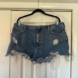 Forever 21 Distressed Cutoff Denim Shorts - Blue